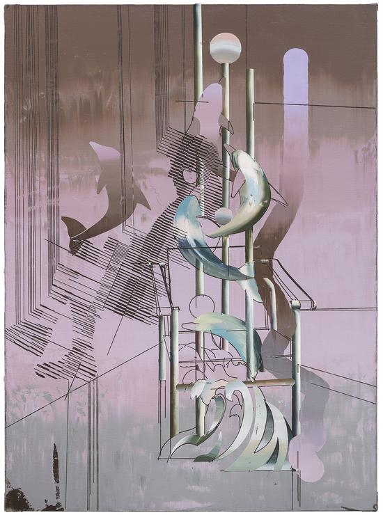 海豚扶手椅，2017，布面丙烯油画，150x110cm