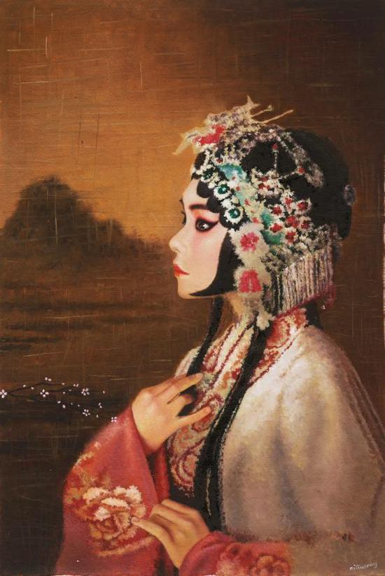 米巧铭京剧系列油画 杜丽娘 40x60cm 布面油画 2017