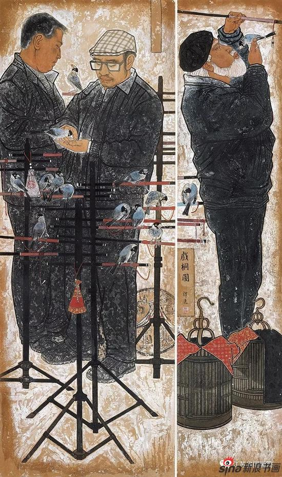 谭逸 《戏桐图》 200cm×110cm 2016年