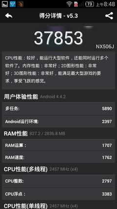 2K屏+高通801 努比亚Z7性能简析