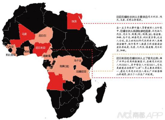 目前在穗的非洲人主要来自尼日利亚、埃及、马里、安哥拉等国家。