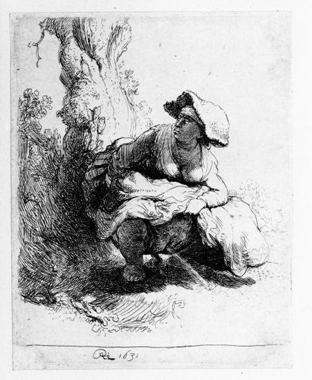 伦勃朗，《树下尿尿的女人》，1631