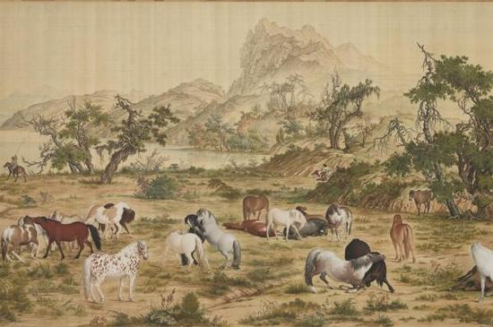 郎世宁 《百骏图》卷 台北故宫藏