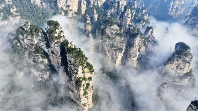 湖南张家界国家森林公园云海翻涌