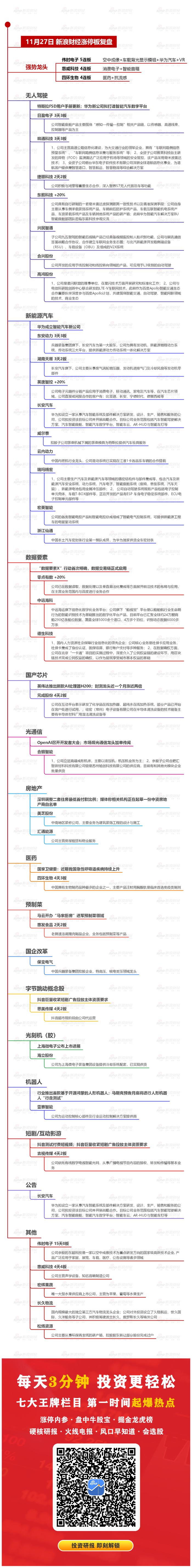 11月27日沪深两市涨停分析：伟时电子走出5连板，惠威科技、四环生物双双晋级4连板