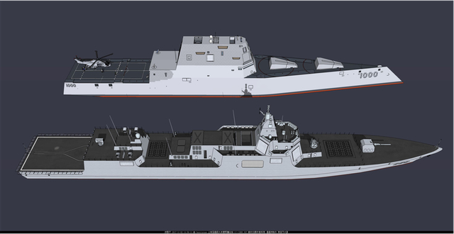 055最实用！中美万吨大驱CG图对比造型差异大