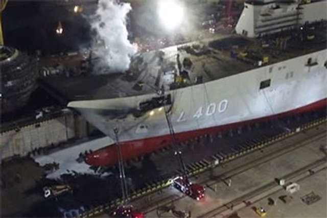 这么抗造？土耳其在建“准航母”火灾后闪电下水