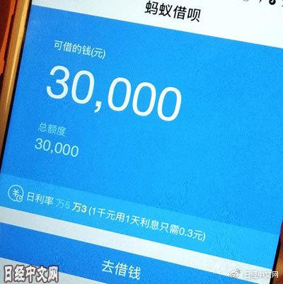 蚂蚁借呗的截屏，显示了借款金额上限和利率
