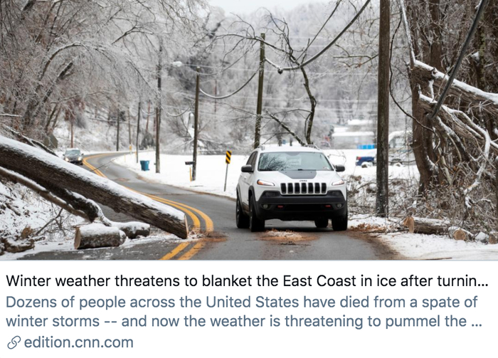  糟糕的天气仍在袭击得克萨斯州，并逐渐向东海岸蔓延。/ CNN报道截图