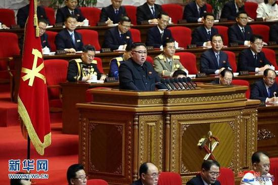 （图片说明：朝鲜劳动党第八次代表大会1月12日会议的现场。新华社/朝中社）