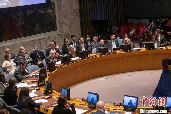 当地时间10月30日，联合国安理会在纽约联合国总部举行巴以局势紧急公开会。　中新社记者 王帆 摄