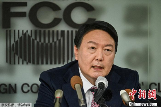 资料图为韩国国民力量党总统候选人尹锡悦。