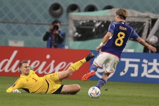  2022年世界杯，德国小组赛不敌日本 图/中新社记者崔楠 摄