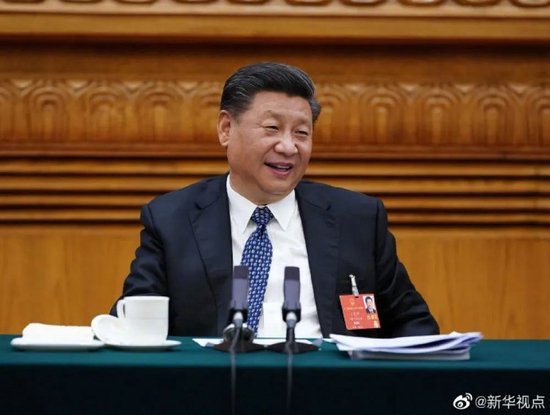 2020年5月24日，习近平参加十三届全国人大三次会议湖北代表团的审议。新华社 发