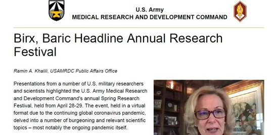  巴里克应邀给美国陆军传染病医学研究院作讲座。图源：美军方网站