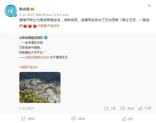 联合国微博截图。