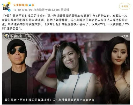 冯小刚和徐静蕾等人注销公司