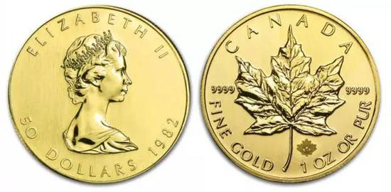 ▲&nbsp;加拿大枫叶金币