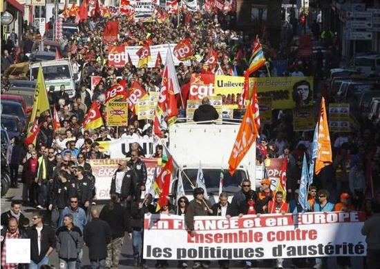 欧洲工会反对政府奉行新自由主义经济曾策，实行紧缩政策（2012/02/29)