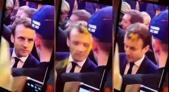 　　·总统大选的赢家马克龙也未能幸免。2017年3月，马克龙出席巴黎农展会时，在与人交谈期间，突然一枚鸡蛋向其飞来，正砸在他头上。马克龙当时回应说“这是法国政治生活的一部分。”但他依然谴责了这种做法，称“鸡蛋无助于政治对话。”图片来源：环球网。