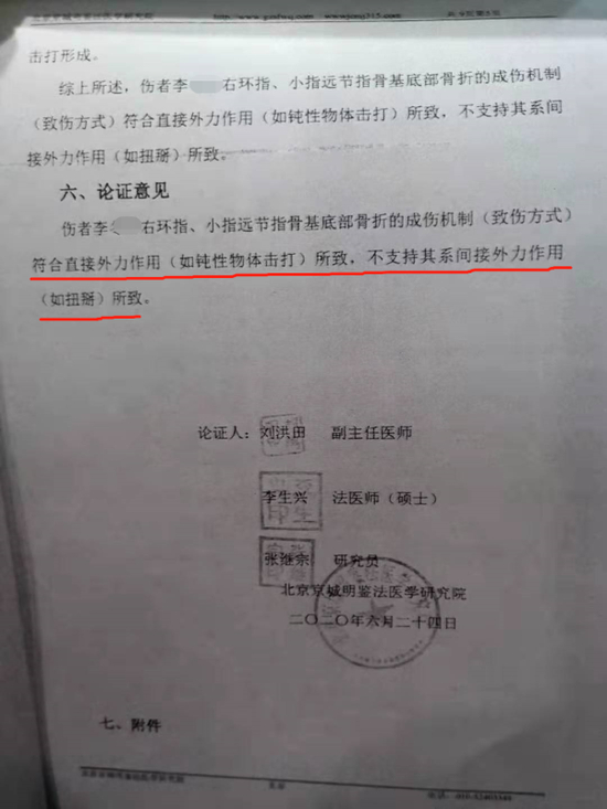 北京京城明鉴法医学研究院专家论证意见书 图源：受访者
