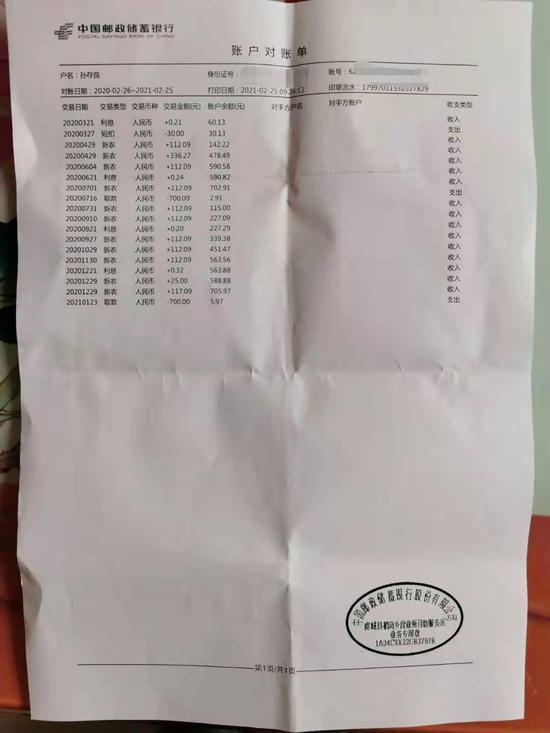 因孙存良双重参保记录，人社局停发了孙存良的城乡养老保险金。 受访者供图