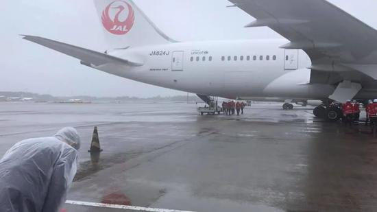 谢长廷向飞机鞠躬