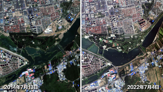 （东湖森林公园卫星对比图）