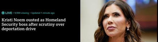 △BBC报道，数月来，诺姆受到舆论密切关注，尤其是2名美国公民在明尼阿波利斯被联邦特工杀害后