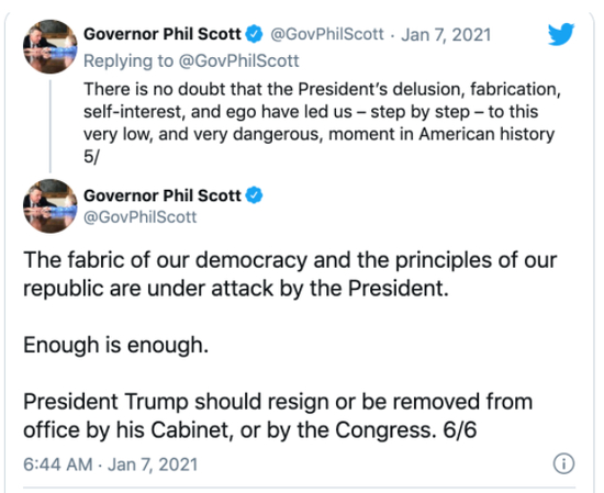 佛蒙特州长斯科特呼吁特朗普辞职。
