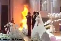 婚礼现场着火 司仪却淡定主持新郎新娘丝毫不被影响