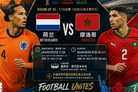 正互动直播世界杯1/16决赛：荷兰半场0-0摩洛哥，范赫克血染赛场