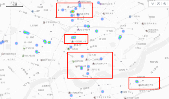 沈阳付费自习室地理位置分布