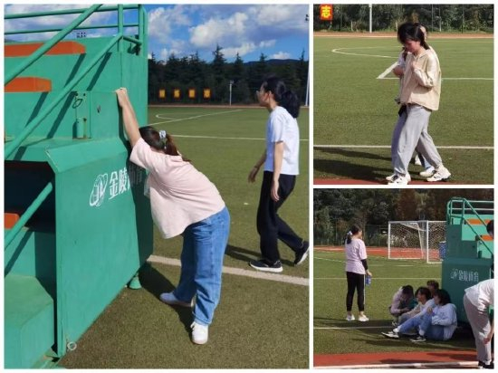 2021年11月,云南大学跑完800米后的女生。(拼版照片) 新华社记者 岳冉冉 摄