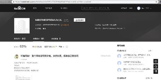 百度评价中关于高仿网站运营公司的负面评价。