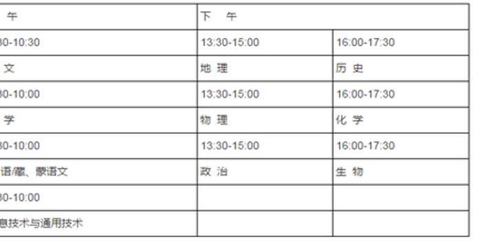 青海:普通高中学业水平考试12月9日至12日举