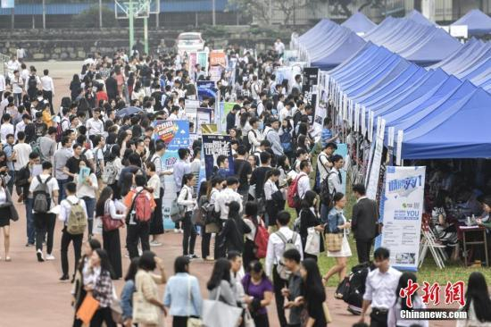 资料图：大学生求职参加招聘会。中新社记者 陈骥旻 摄