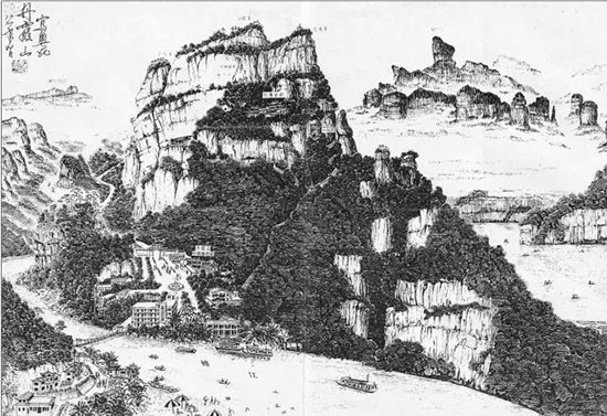 1987年彭华绘制的丹霞山北部和全域素描图