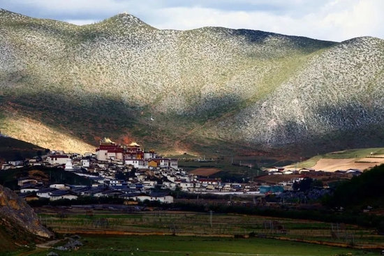  香格里拉林卡几乎每个房间都能远眺松赞林寺
