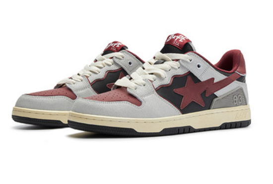  BAPE 春夏撞色拼接做旧爆裂纹 SK8 STA 休闲鞋