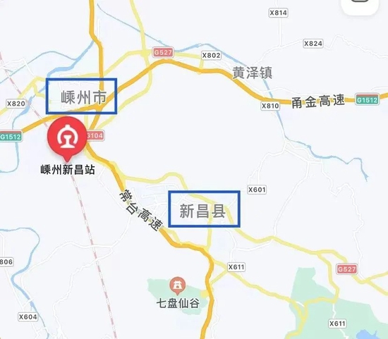嵊州新昌站位置示意图