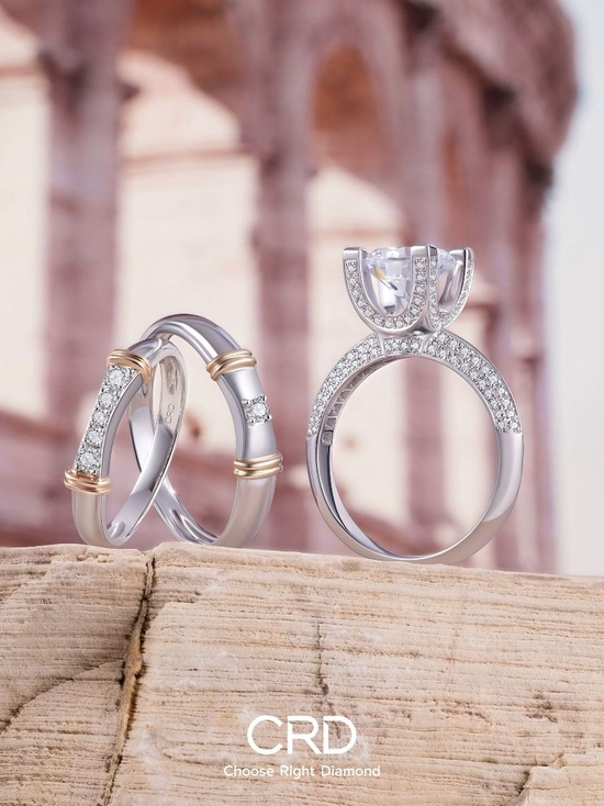 　　CRD Choose Right系列 CC-COUPLE 钻石情侣戒 （左） CRD Choose Right系列 CC-COUPLE 钻石戒指（右）