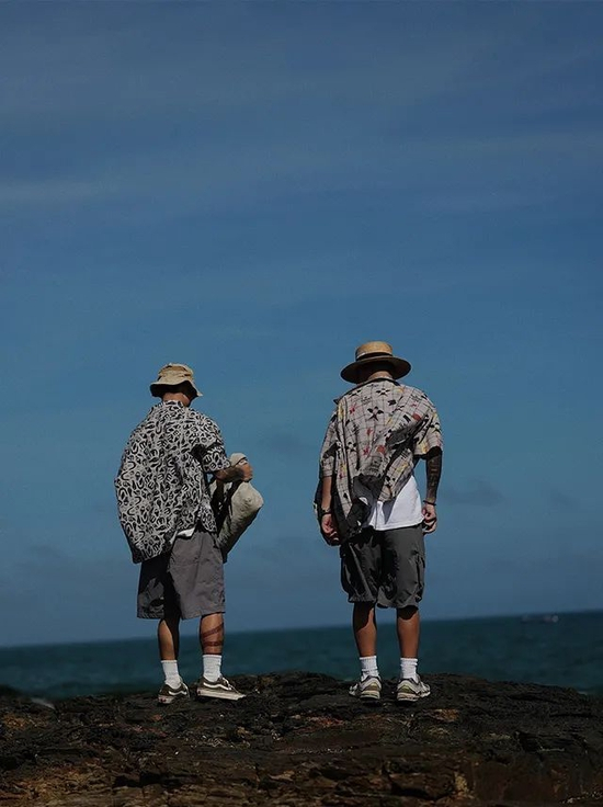 UNBENT 夏季日系休闲 3M 印花沙滩短裤