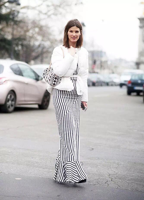 短款羽绒服+大长裙