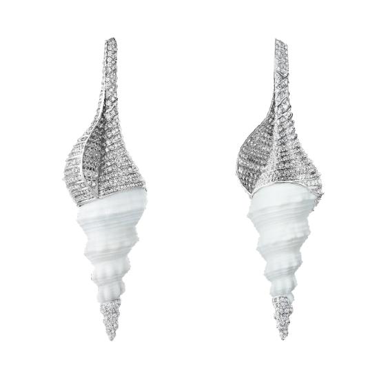 Boucheron宝诗龙Carte Blanche, Ailleurs高级珠宝系列Coquillage Diamant吊坠耳环