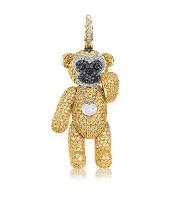 Qeelin Hainan Gibbon Bo Bo 18K 黄金钻石、黑钻石及黄色蓝宝石吊坠 (全球限量一件)