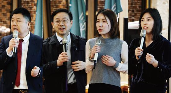 　　（从左至右）北京禾美嘉医疗美容品牌创始人任学会、艾玛医疗美容医院院长丁小邦、北京爱指间连锁美甲机构创始人刘冶、保定珍润医疗美容医院董事长杨星