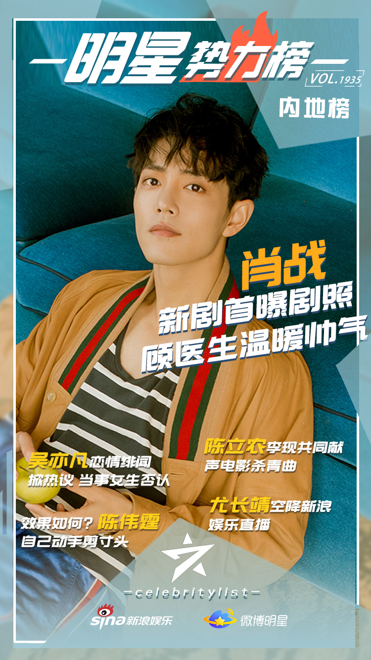 势力榜：肖战新剧首曝剧照