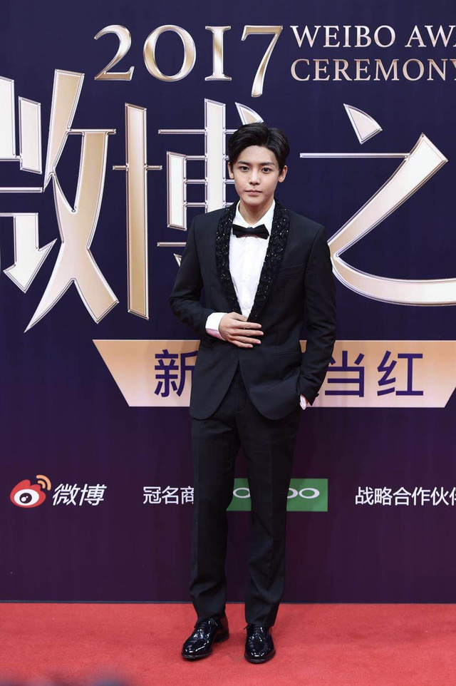 2017新浪微博之夜红毯 侯明昊黑色西装潇洒挺拔