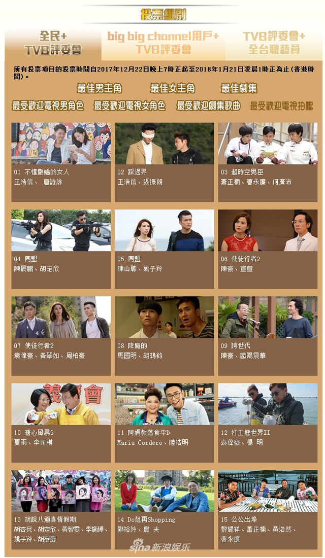 组图:TVB颁奖礼候选名单出炉 欧阳震华黄宗泽宣萱等争奖战况激烈